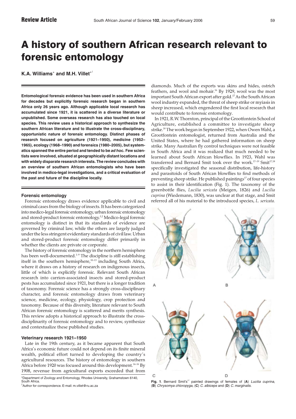 A History of Southern African Research Relevant to Forensic Entomology