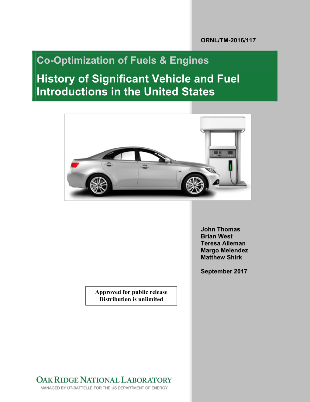 History of Significant Vehicle and Fuel Introductions in the United States