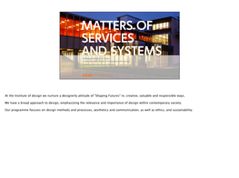 MATTERS of SERVICES and SYSTEMS Professor Rachel K