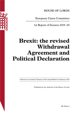 Brexit: the Revised Withdrawal Agreement and Political Declaration