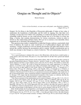 Gorgias on Thought and Its Objects *