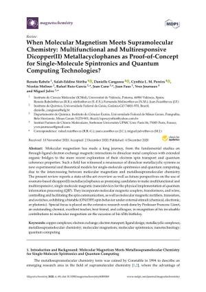 When Molecular Magnetism Meets Supramolecular Chemistry: Multifunctional and Multiresponsive Dicopper(II) Metallacyclophanes As