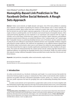 Homophily-Based Link Prediction in the Facebook Online Social Network: a Rough Sets Approach