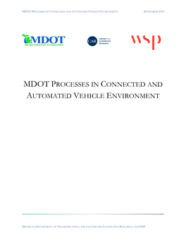 Mdot Processes in Connected and Automated Vehicle Environment September 2019