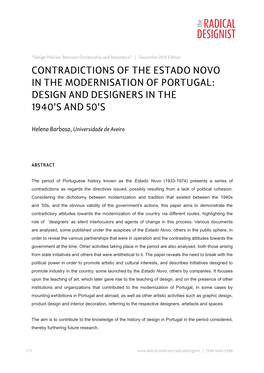 Contradictions of the Estado Novo in the Modernisation of Portugal: Design and Designers in the 1940'S and 50'S