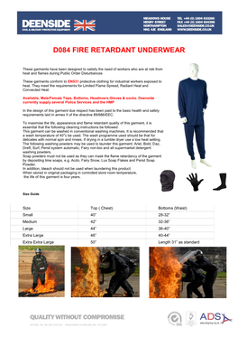 D084 Fire Retardant Underwear