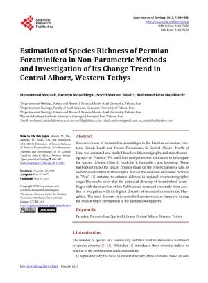 Estimation of Species Richness of Permian Foraminifera in Non-Parametric Methods and Investigation of Its Change Trend in Central Alborz, Western Tethys