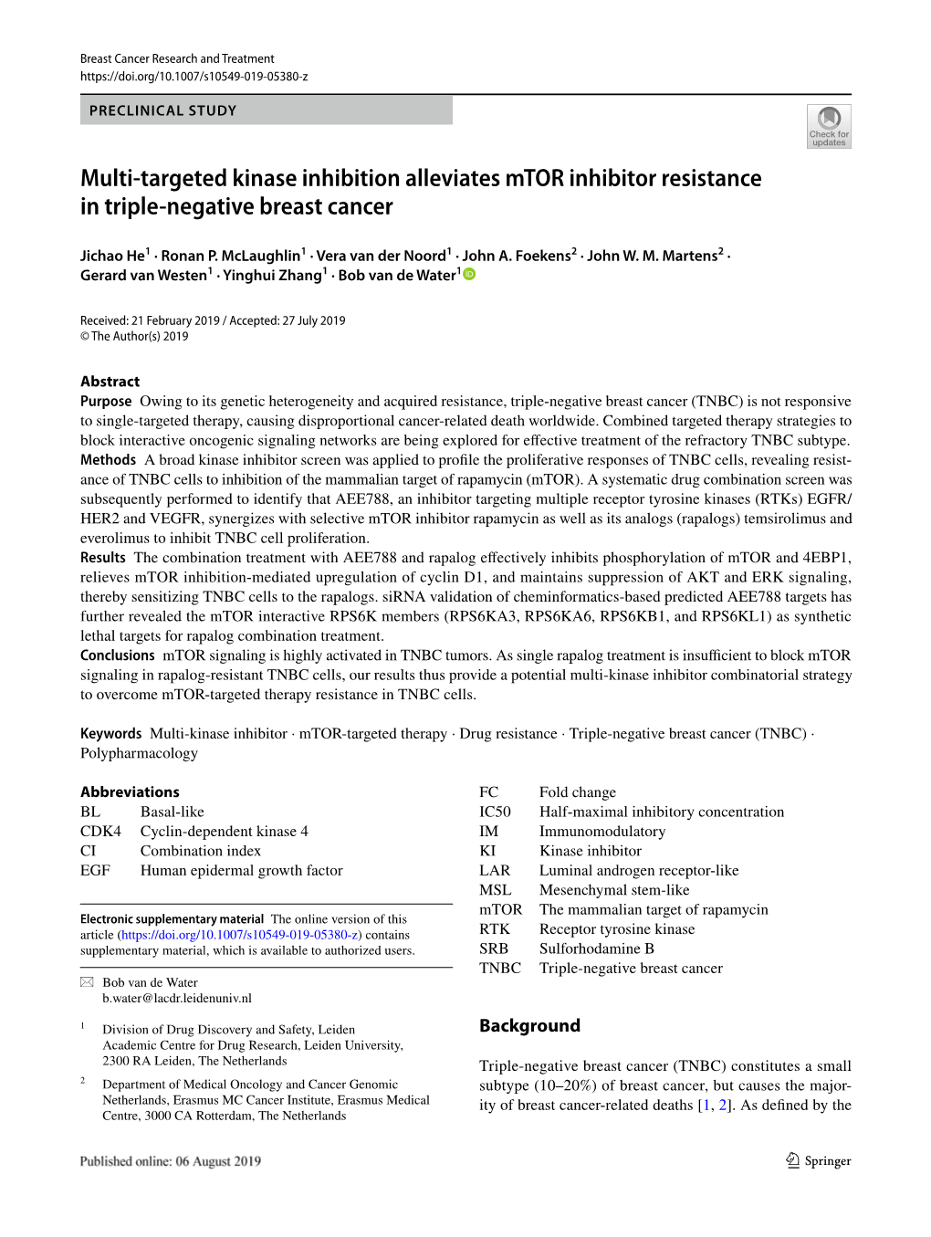 Multi-Targeted Kinase Inhibition Alleviates Mtor Inhibitor