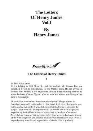 The Letters of Henry James Vol. I