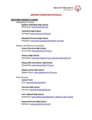 Unified Champion Schools Western Pennsylvania