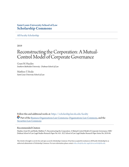 A Mutual-Control Model of Corporate Governance