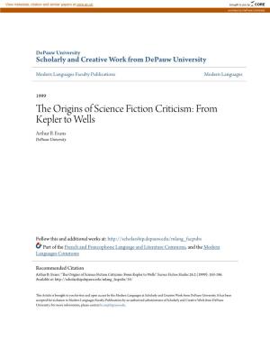 The Origins of Science Fiction Criticism: from Kepler to Wells Arthur B
