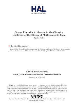 George Peacock's Arithmetic in the Changing Landscape of the History