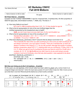 UC Berkeley CS61C Fall 2018 Midterm