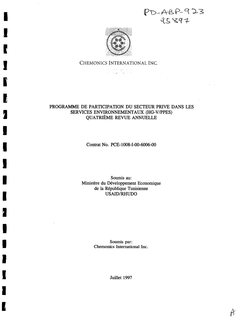 PROGRAMME DE PARTICIPATION DU SECTEUR PRIVE DANS LES SERVICES ENVIRONNEMENTAUX (HG-VIPPES) QUATRIÈME REVUE ANNUELLE Contrat