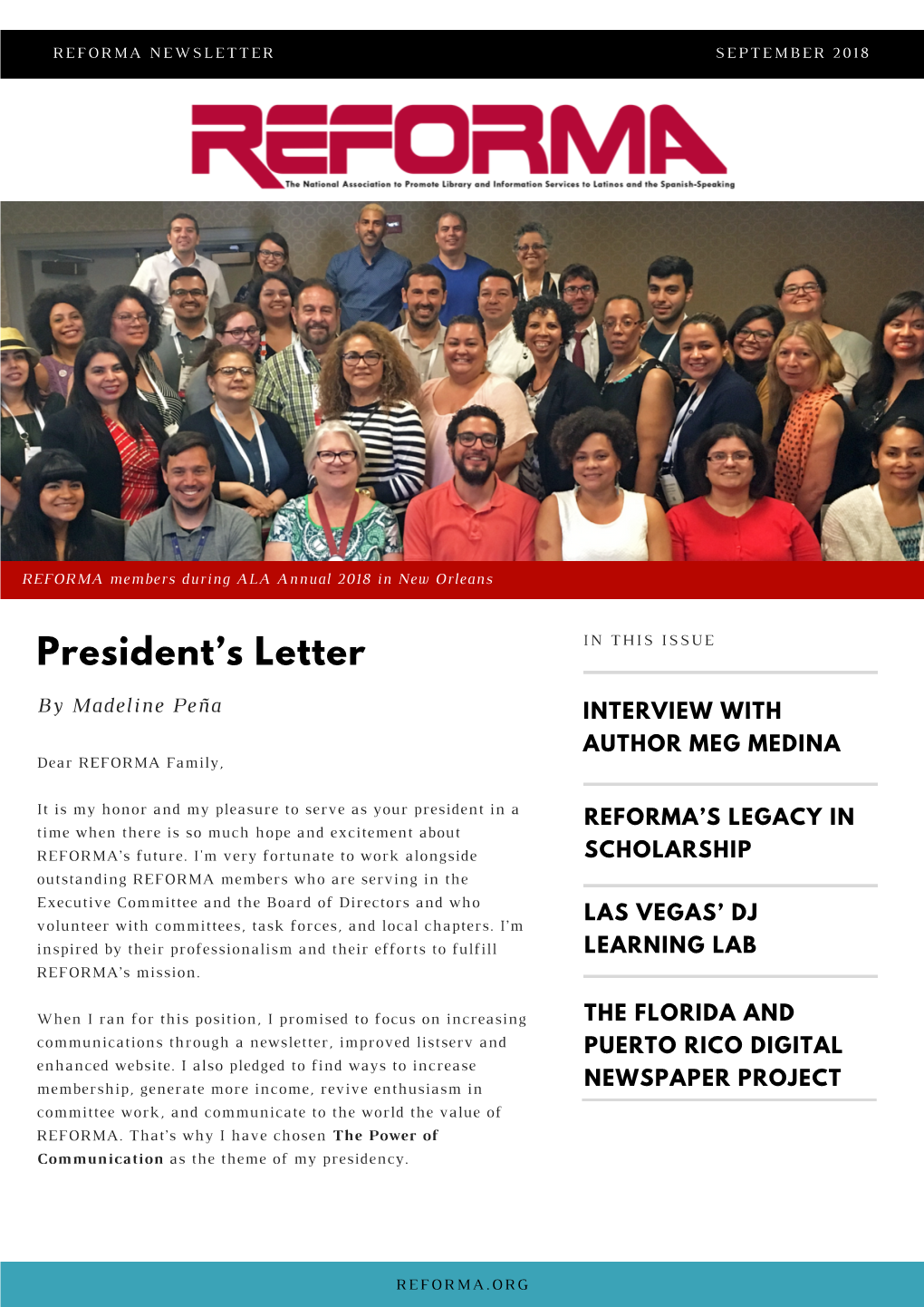 REFORMA Newsletter Fall 2018