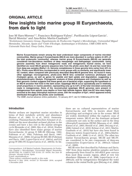 New Insights Into Marine Group III Euryarchaeota, from Dark to Light
