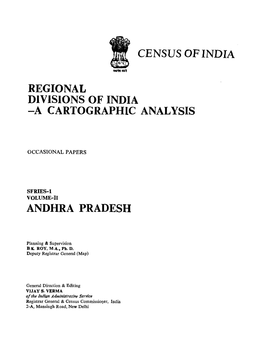 Regional Divisions of India a Cartographic Analysis, Vol-II, Series-I