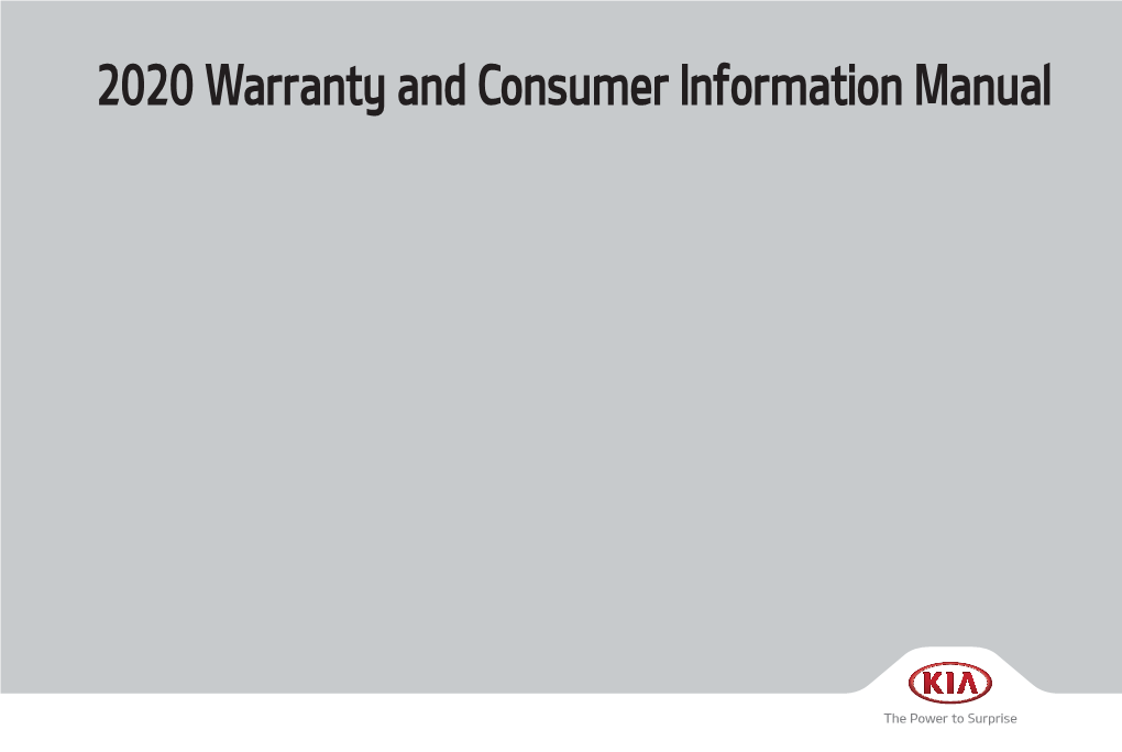 2020 Warranty and Consumer Information Manual