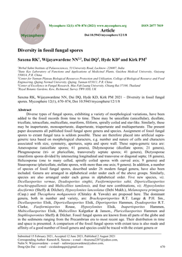 Diversity in Fossil Fungal Spores Article