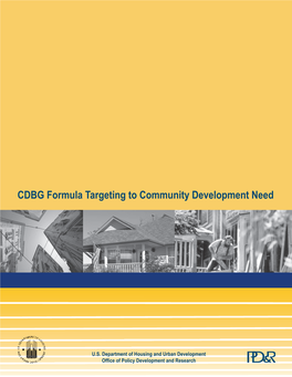 CDBG Formula Targeting to Community Development Need