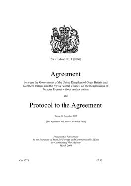 Agreement Between the Government of the United Kingdom of Great Britain and Northern Ireland and the Swiss Federal Council on Th