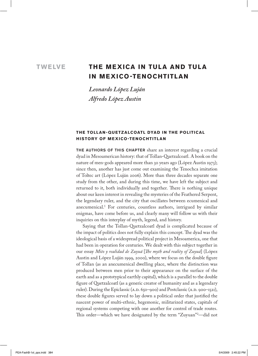 The Mexica in Tula and Tula in Mexico-Tenochtitlan