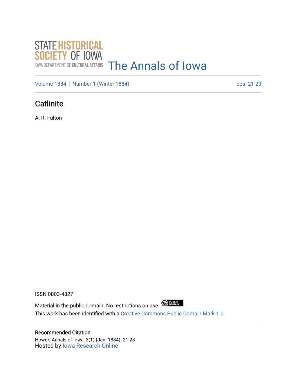 The Annals of Iowa