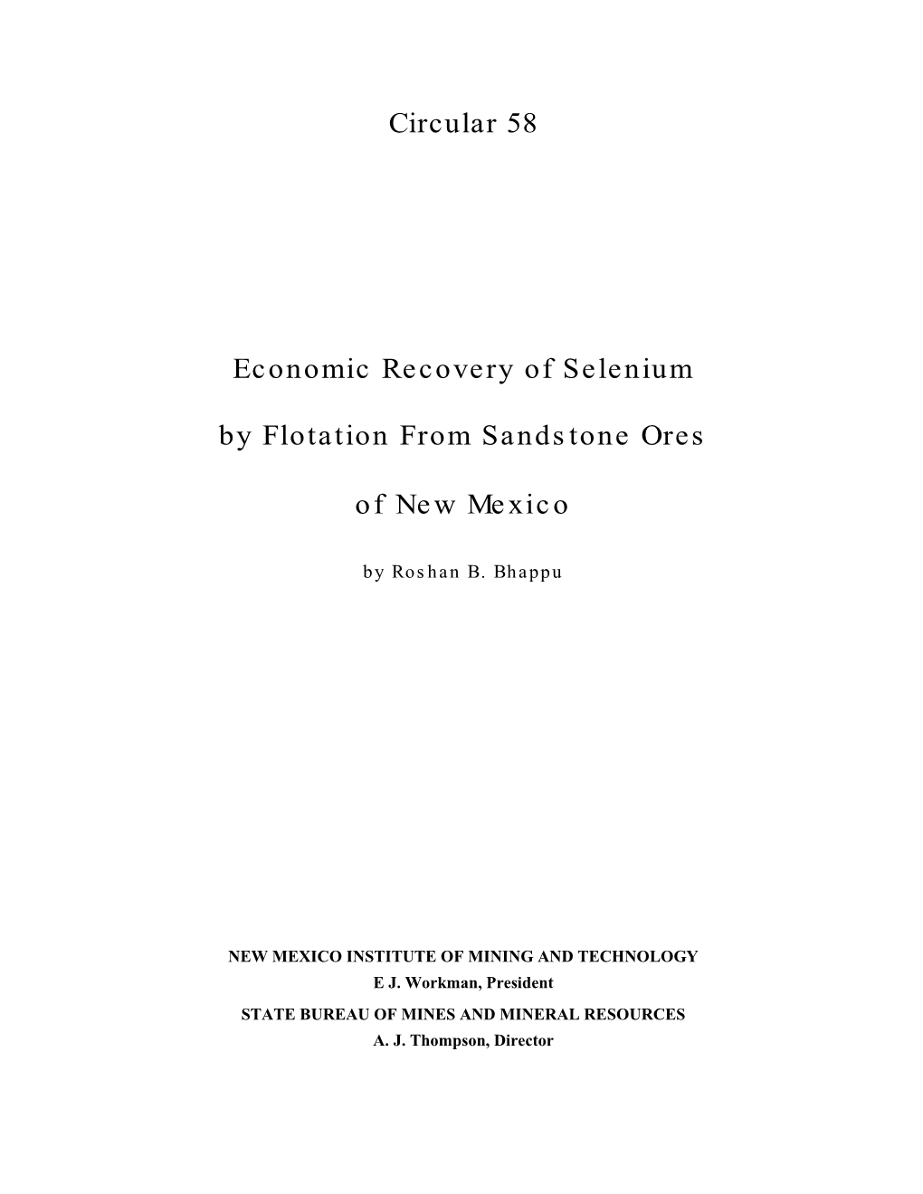 Economic Recovery of Selenium by Flotation from Sandstone Ores Of