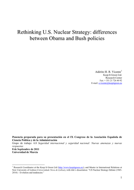 Rethinking U.S. Nuclear Strategy: Differences Between Obama and Bush Policies