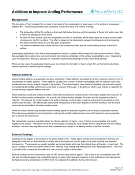 Additives to Improve Antifog Performance