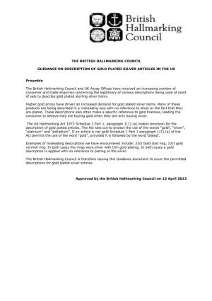 The British Hallmarking Council Guidance On