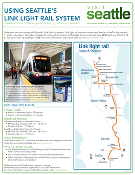 Light Rail System Transportation To/From Seatac Airport | 12 Stops in 37 Minutes