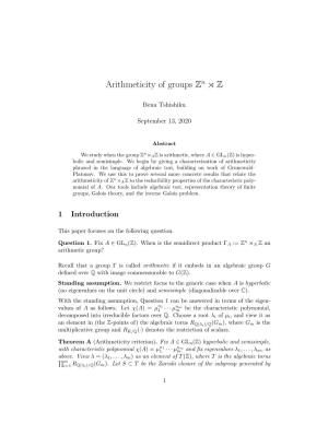 Arithmeticity of Groups Zn Z