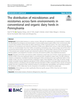 The Distribution of Microbiomes and Resistomes Across Farm Environments in Conventional and Organic Dairy Herds in Pennsylvania Dipti W