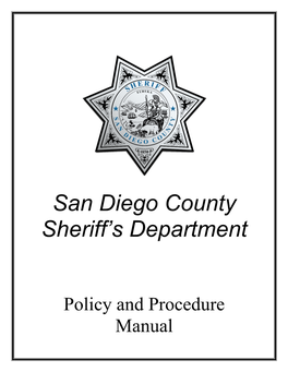 SAN DIEGO COUNTY SHERIFF's DEPARTMENT Policy & Procedure