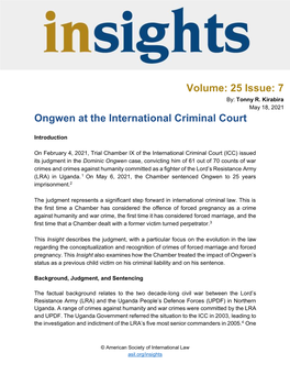 7 Ongwen at the International Criminal Court