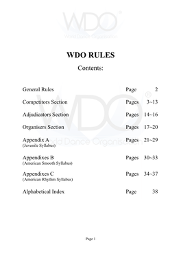 WDO RULES Contents