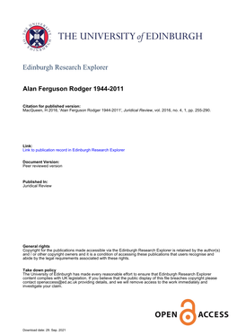 Alan Ferguson Rodger 1944-2011