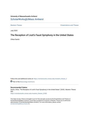 The Reception of Liszt's Faust Symphony in the United