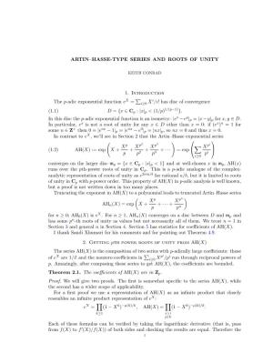 Truncated Artin-Hasse Series and Roots of Unity