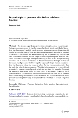 Dependent Plural Pronouns with Skolemized Choice Functions