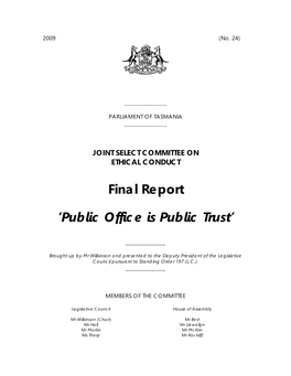 Final Report 'Public Office Is Public Trust'