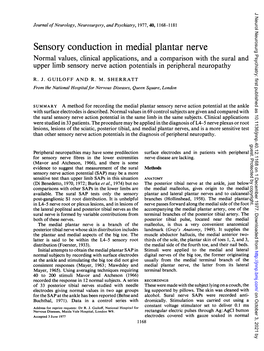 Sensory Conduction in Medial Plantar Nerve