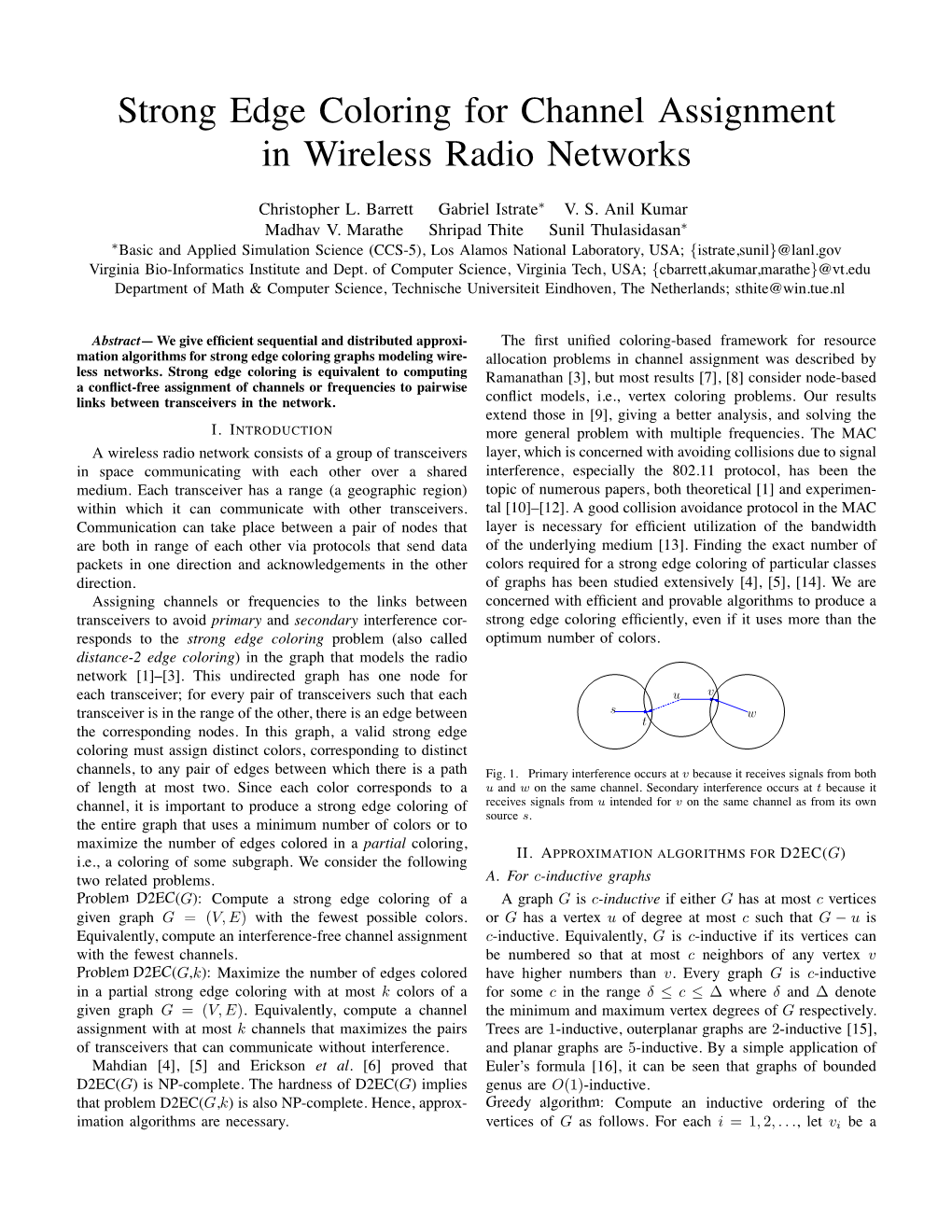 Strong Edge Coloring for Channel Assignment in Wireless Radio Networks