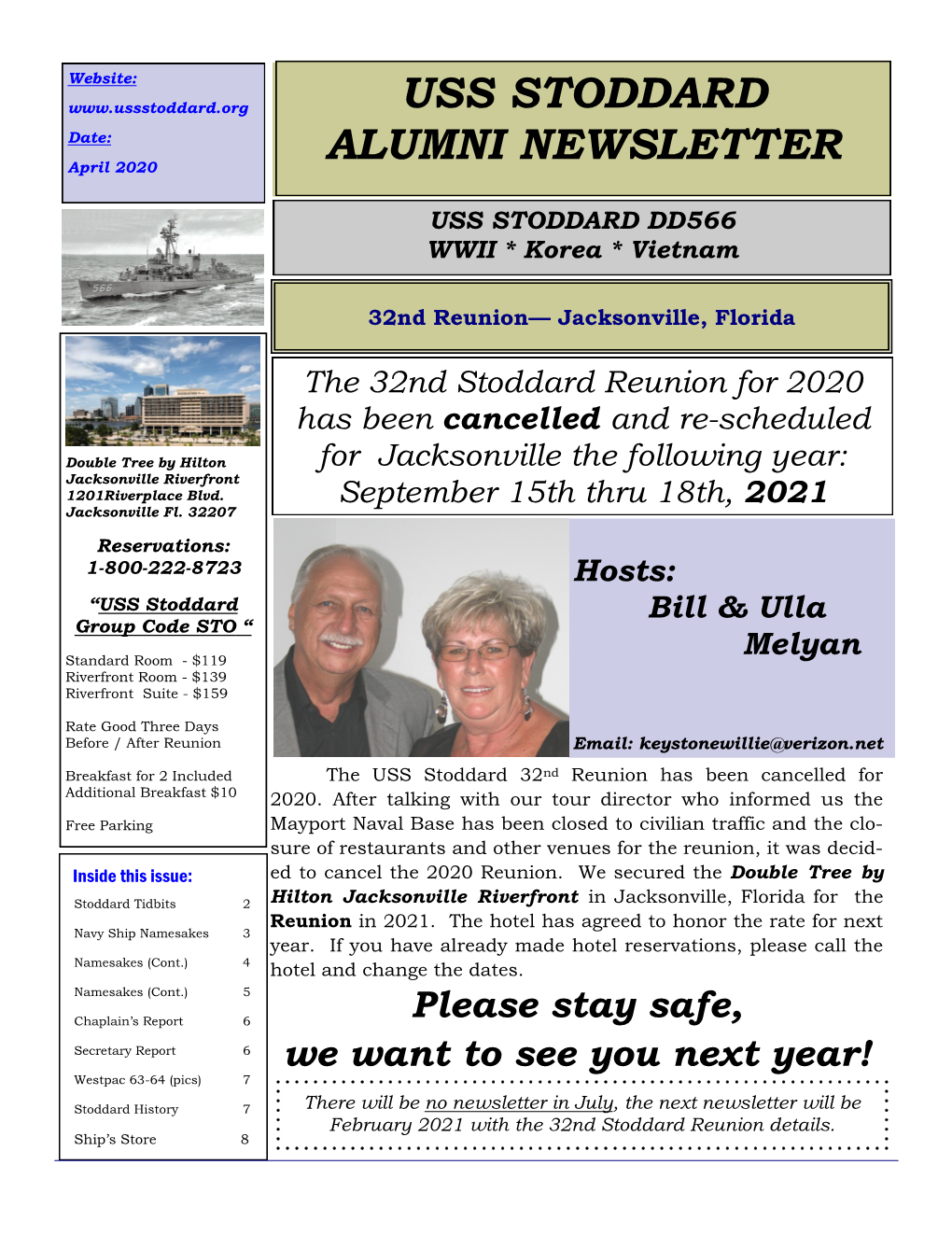 April 2020 ALUMNI NEWSLETTER