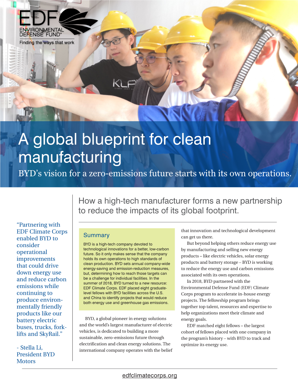 A Global Blueprint for Clean Manufacturing BYD’S Vision for a Zero-Emissions Future Starts with Its Own Operations