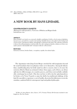 A New Book by Hans Lindahl