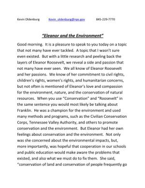 “Eleanor and the Environment” Good Morning
