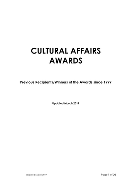 Cultural Affairs Awards